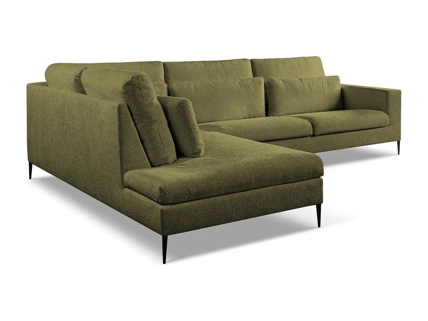 Canapé d’angle 4 places gauche en tissu chenille - olive - AKALA