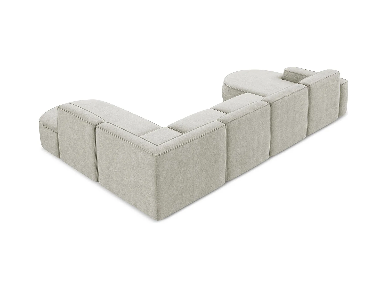 Canapé panoramique 5 places modulaire gauche en tissu chenille - perle - OMAO