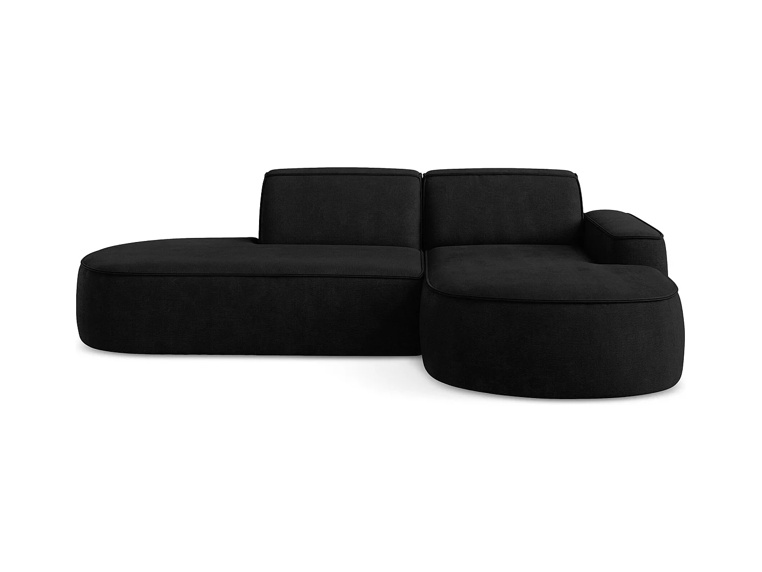 Canapé d'angle 3 places modulaire droit en tissu chenille - noir - OMAO