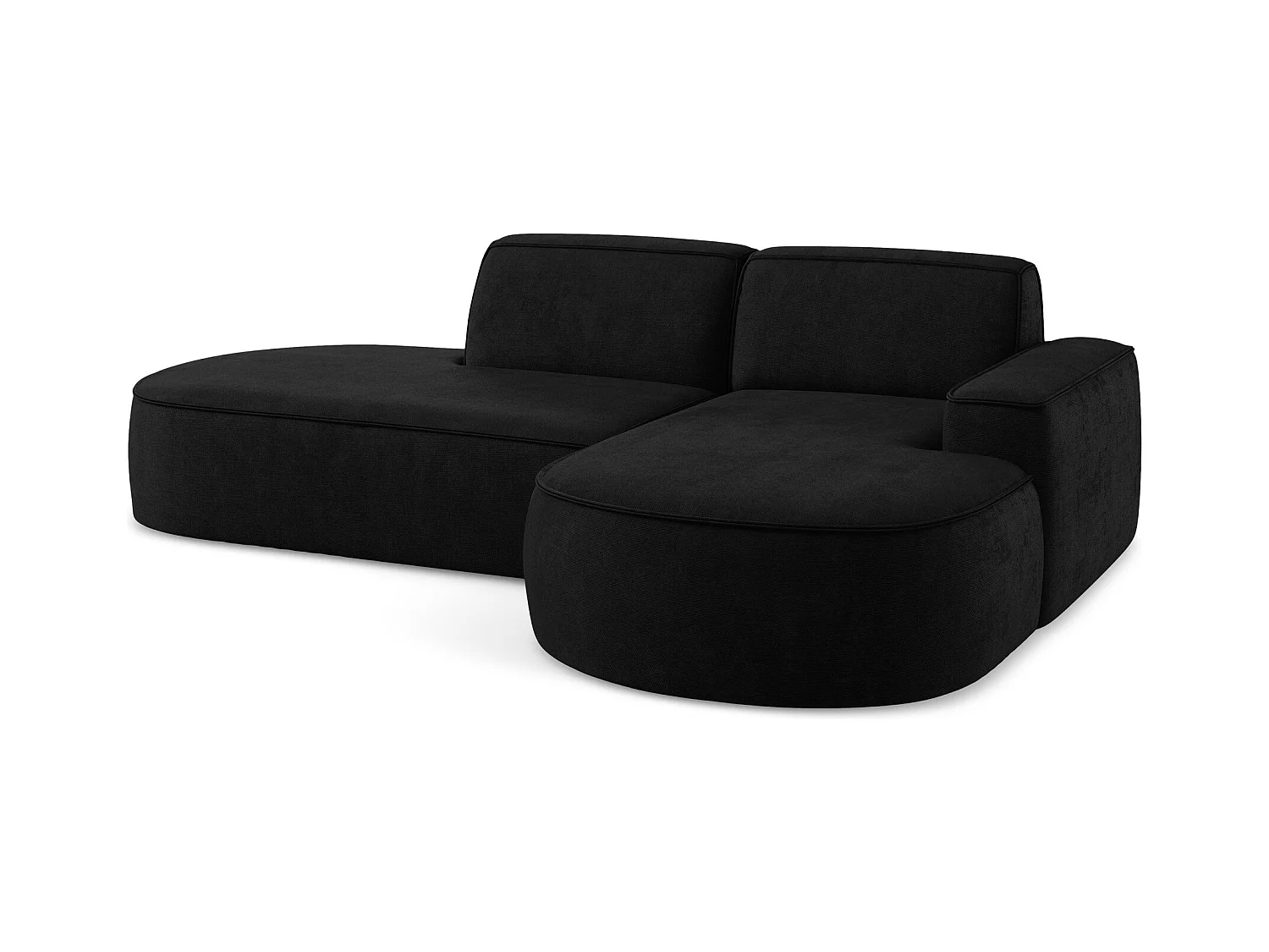 Canapé d'angle 3 places modulaire droit en tissu chenille - noir - OMAO