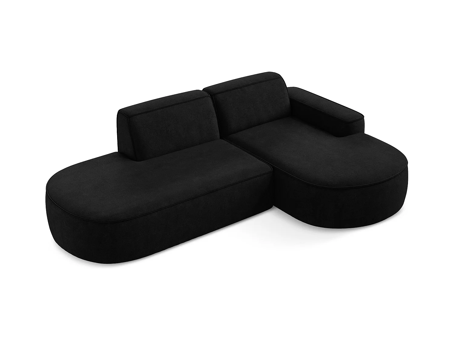 Canapé d'angle 3 places modulaire droit en tissu chenille - noir - OMAO
