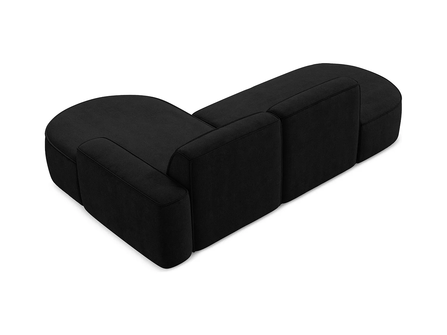Canapé d'angle 3 places modulaire droit en tissu chenille - noir - OMAO