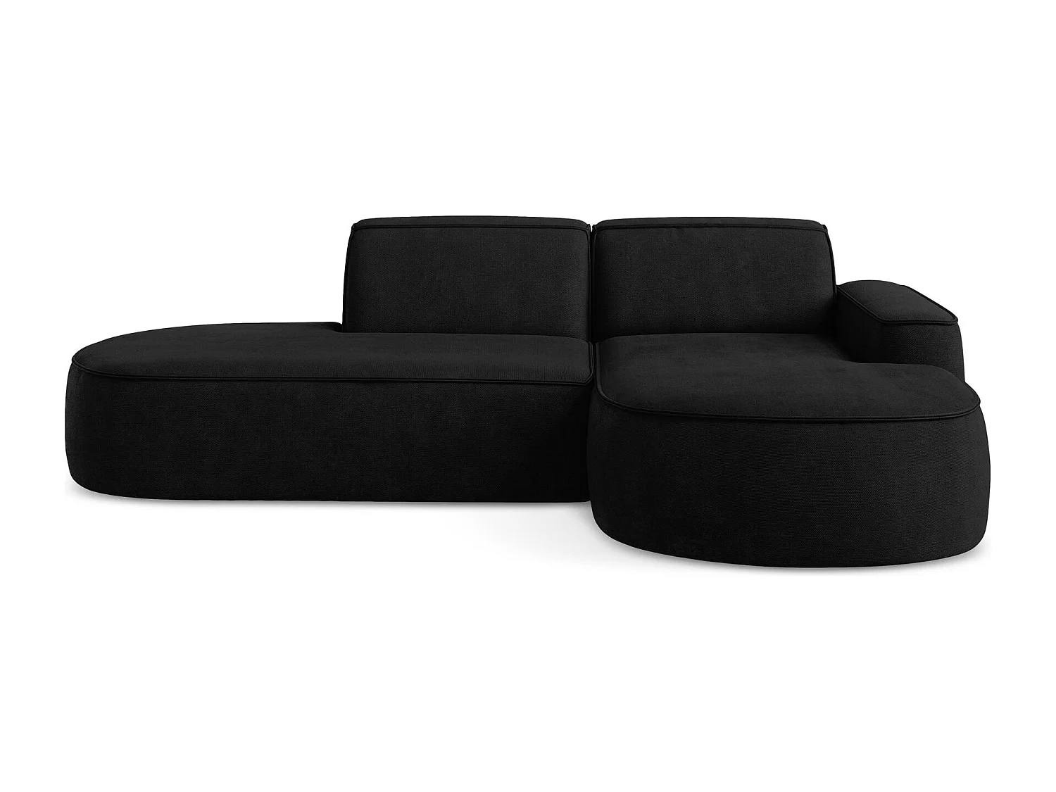 Canapé d'angle 3 places modulaire droit en tissu chenille - noir - OMAO