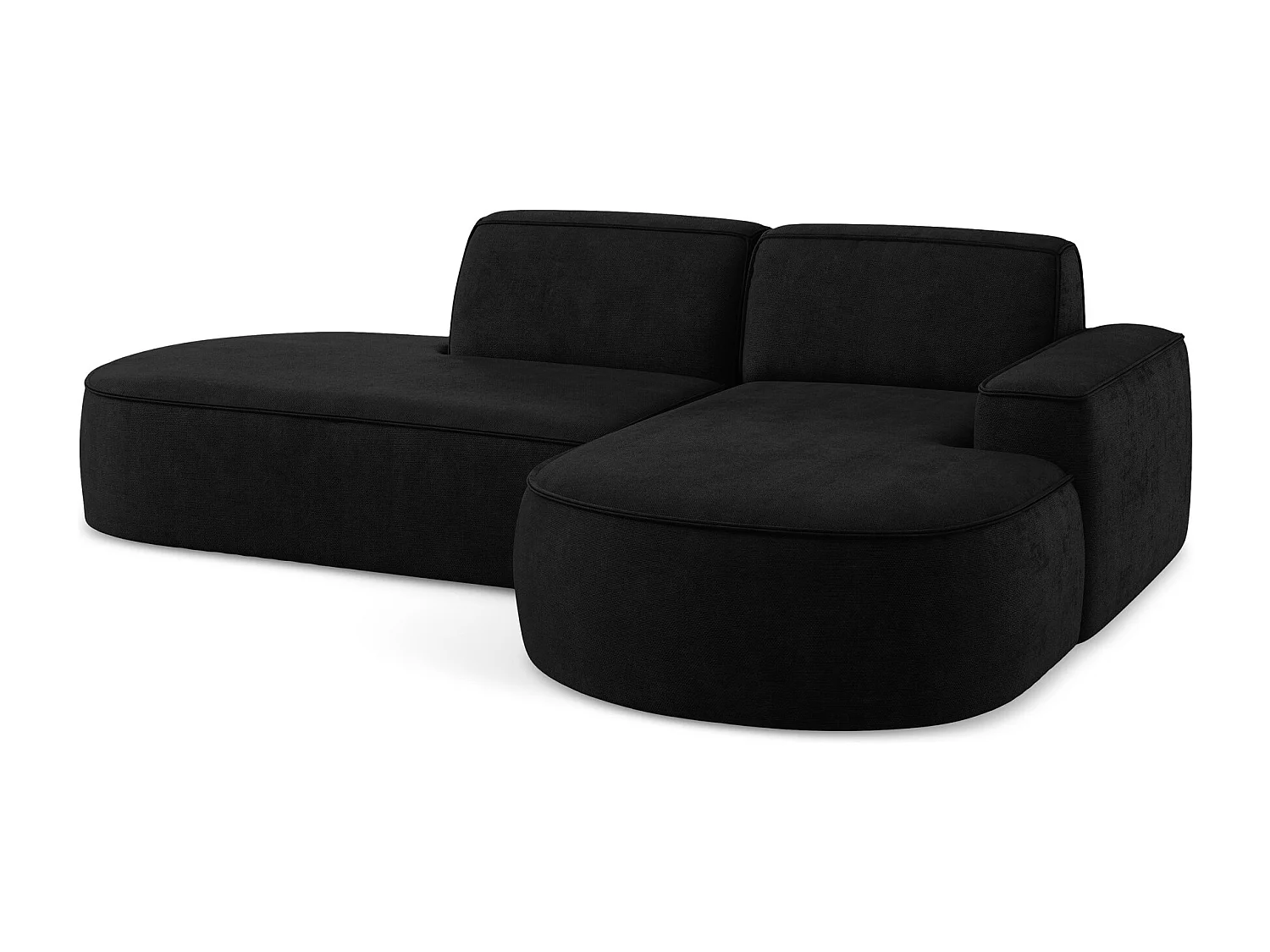 Canapé d'angle 3 places modulaire droit en tissu chenille - noir - OMAO