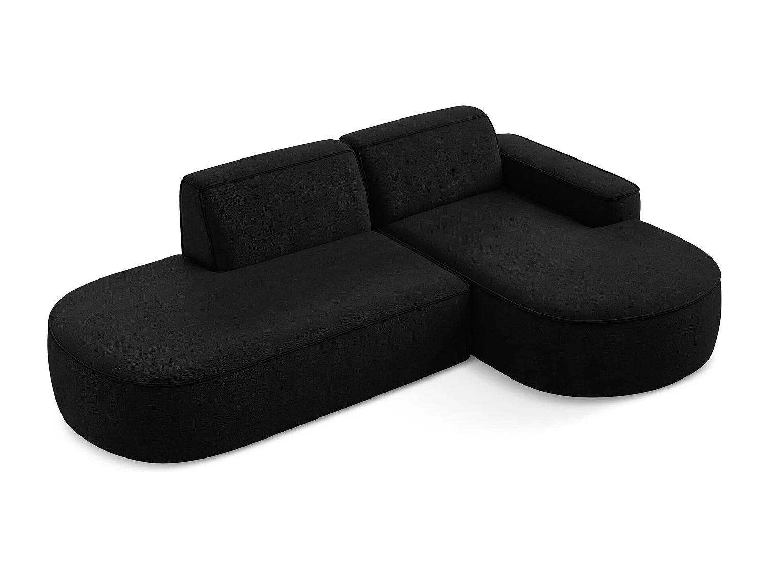 Canapé d'angle 3 places modulaire droit en tissu chenille - noir - OMAO