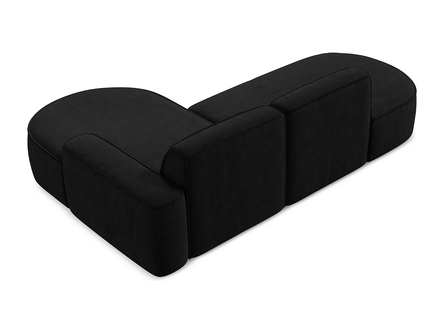 Canapé d'angle 3 places modulaire droit en tissu chenille - noir - OMAO
