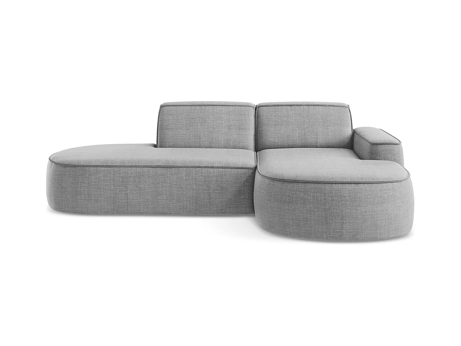 Canapé d'angle 3 places modulaire droit en tissu texturé - gris clair - OMAO