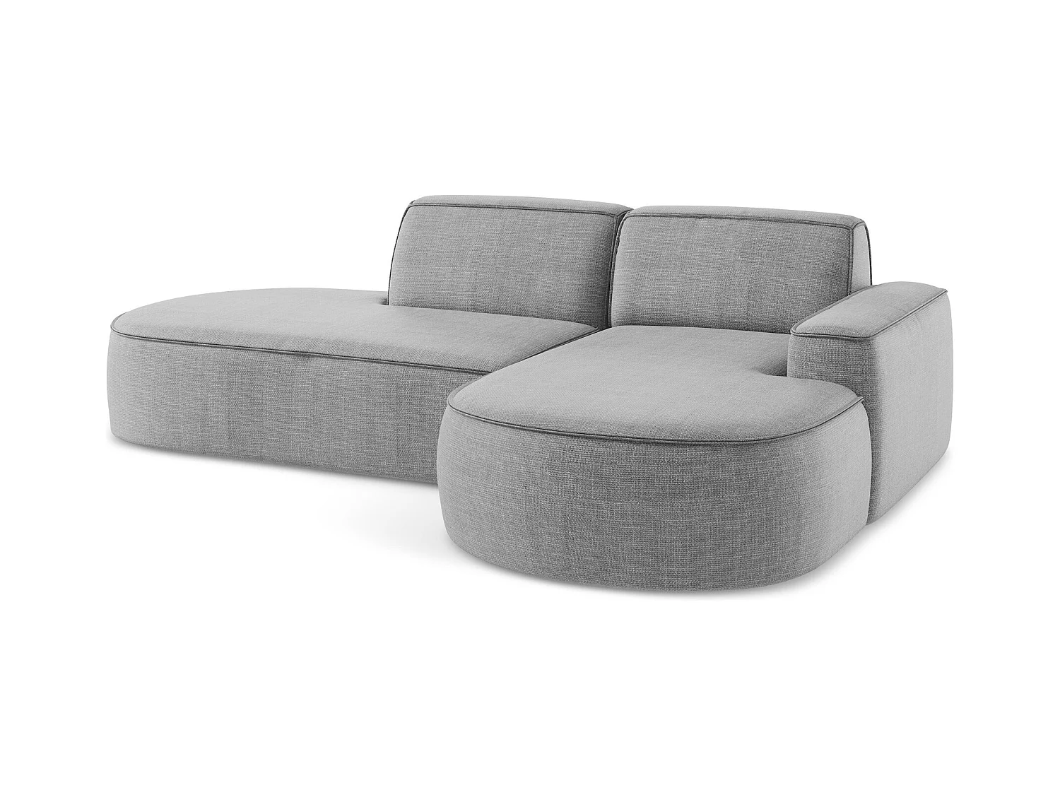 Canapé d'angle 3 places modulaire droit en tissu texturé - gris clair - OMAO