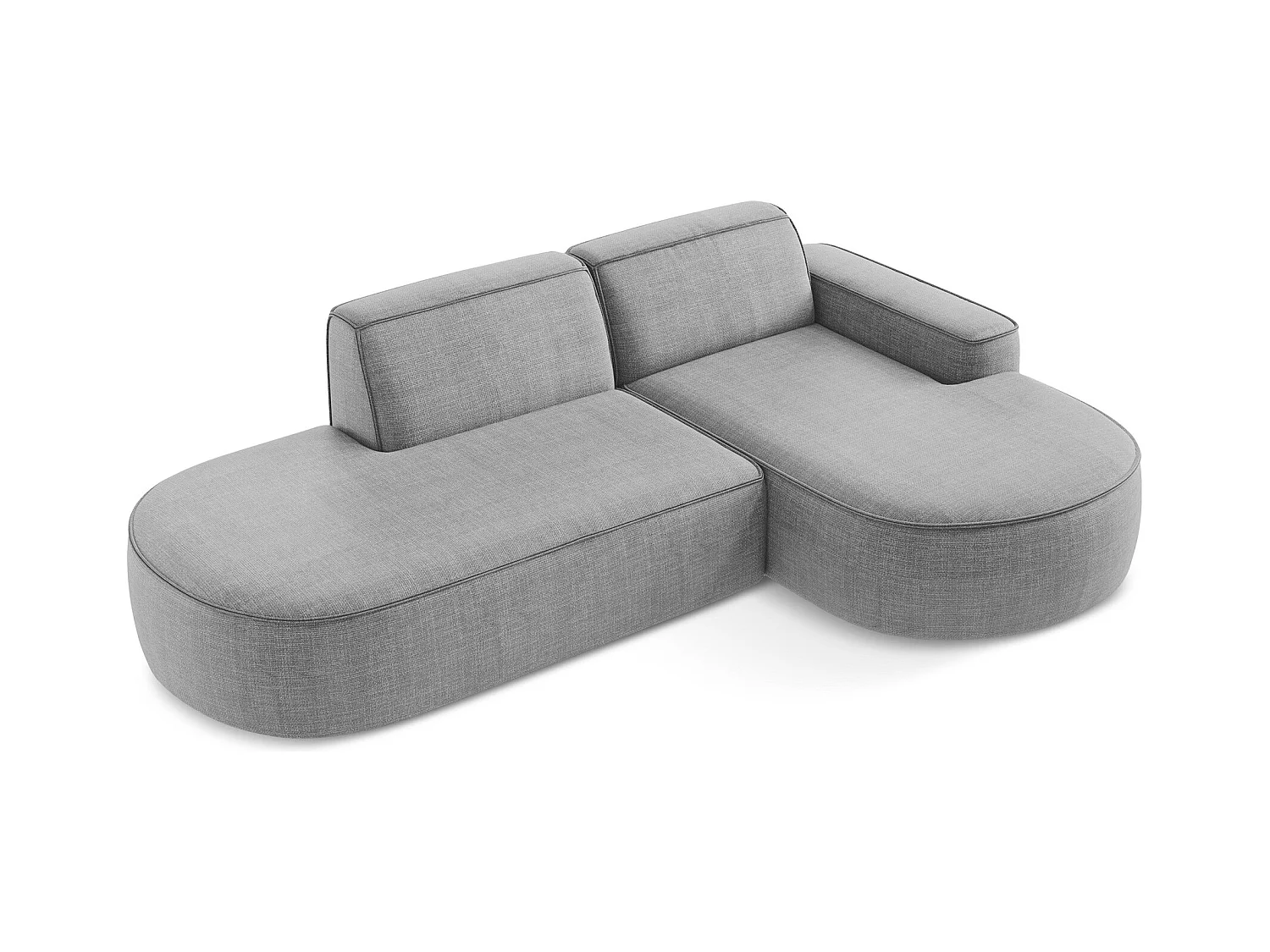 Canapé d'angle 3 places modulaire droit en tissu texturé - gris clair - OMAO