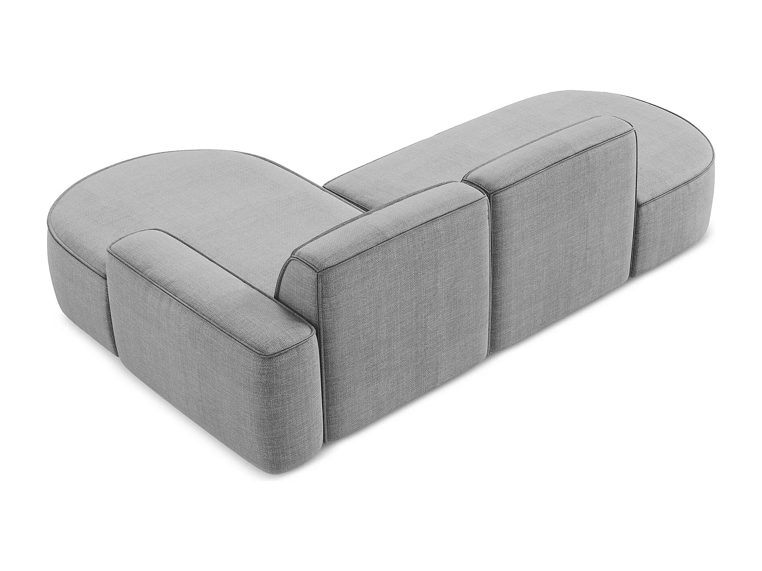 Canapé d'angle 3 places modulaire droit en tissu texturé - gris clair - OMAO