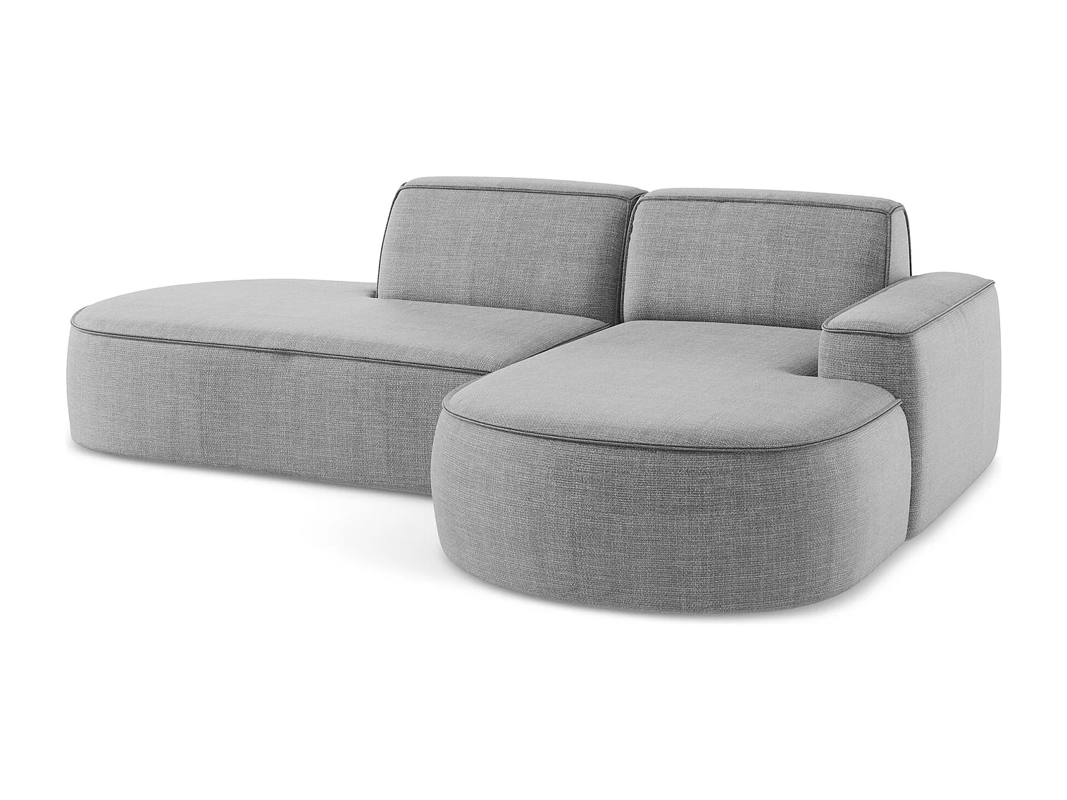 Canapé d'angle 3 places modulaire droit en tissu texturé - gris clair - OMAO