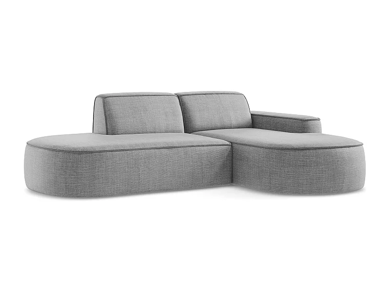 Canapé d'angle 3 places modulaire droit en tissu texturé - gris clair - OMAO