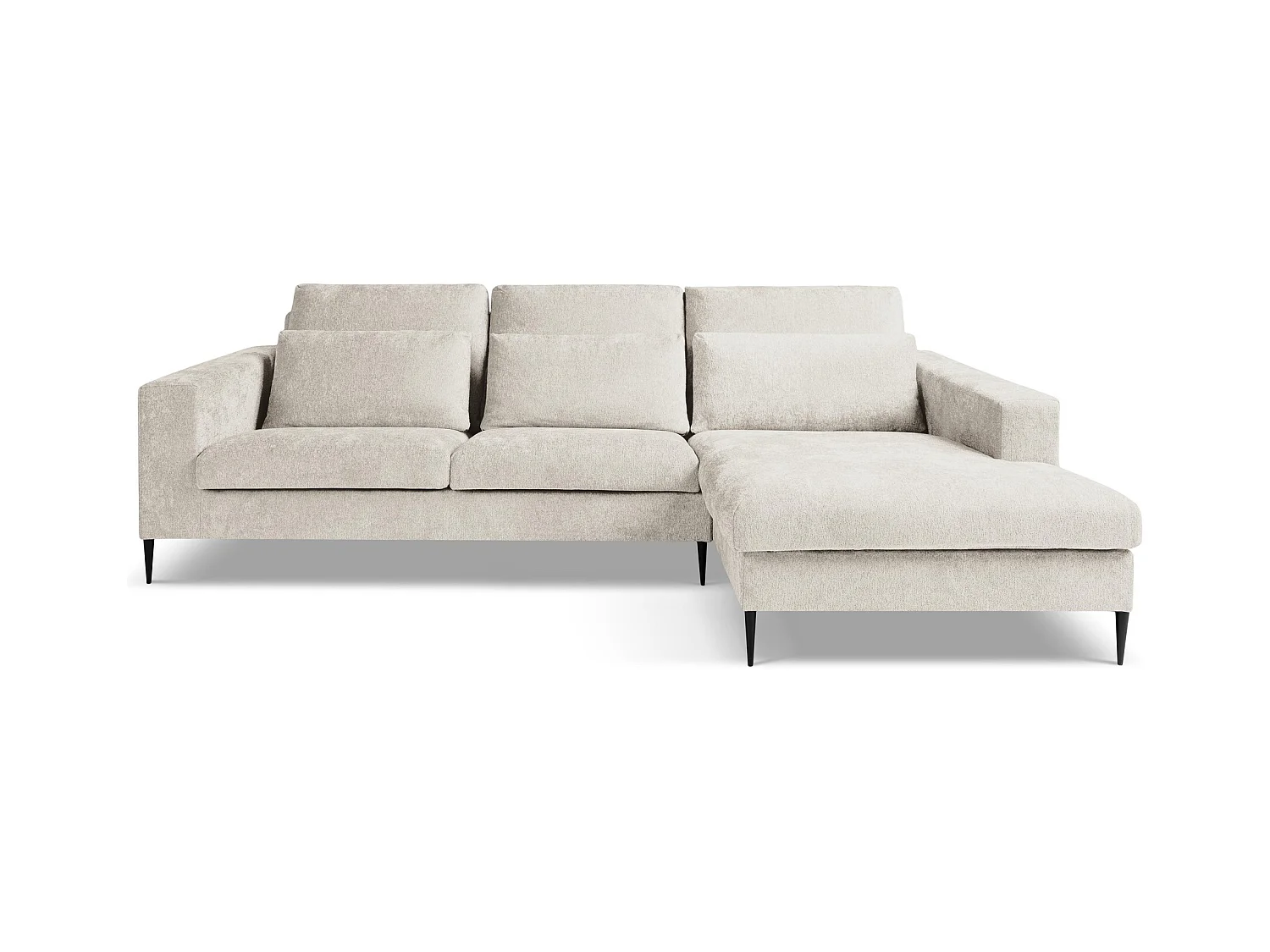 Canapé d’angle 3 places droit en tissu chenille - beige - AKALA