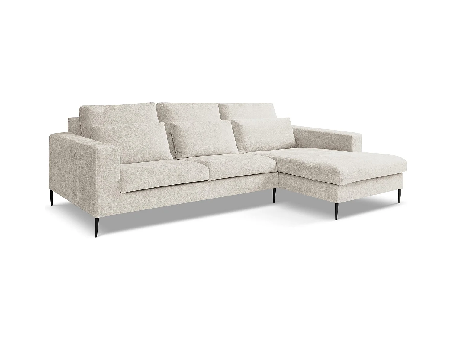 Ecksofa - Ecke Rechts - Chenille - Beige - AKALA