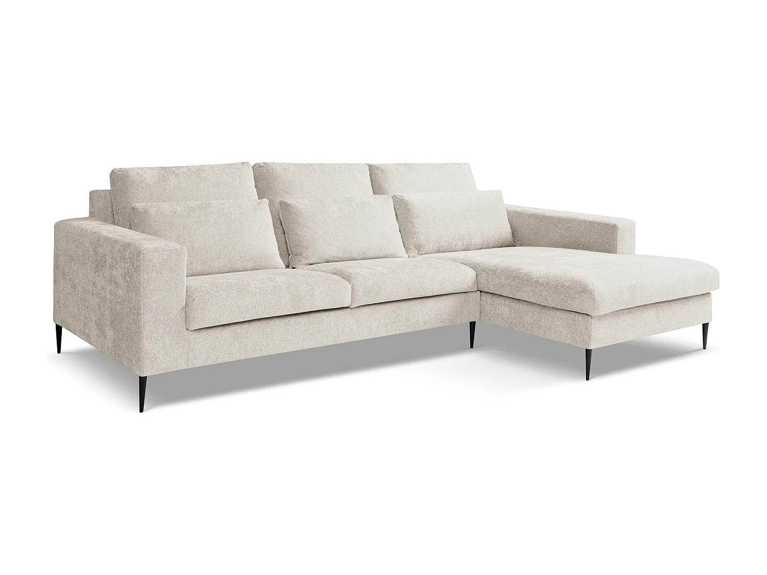 Canapé d’angle 3 places droit en tissu chenille - beige - AKALA