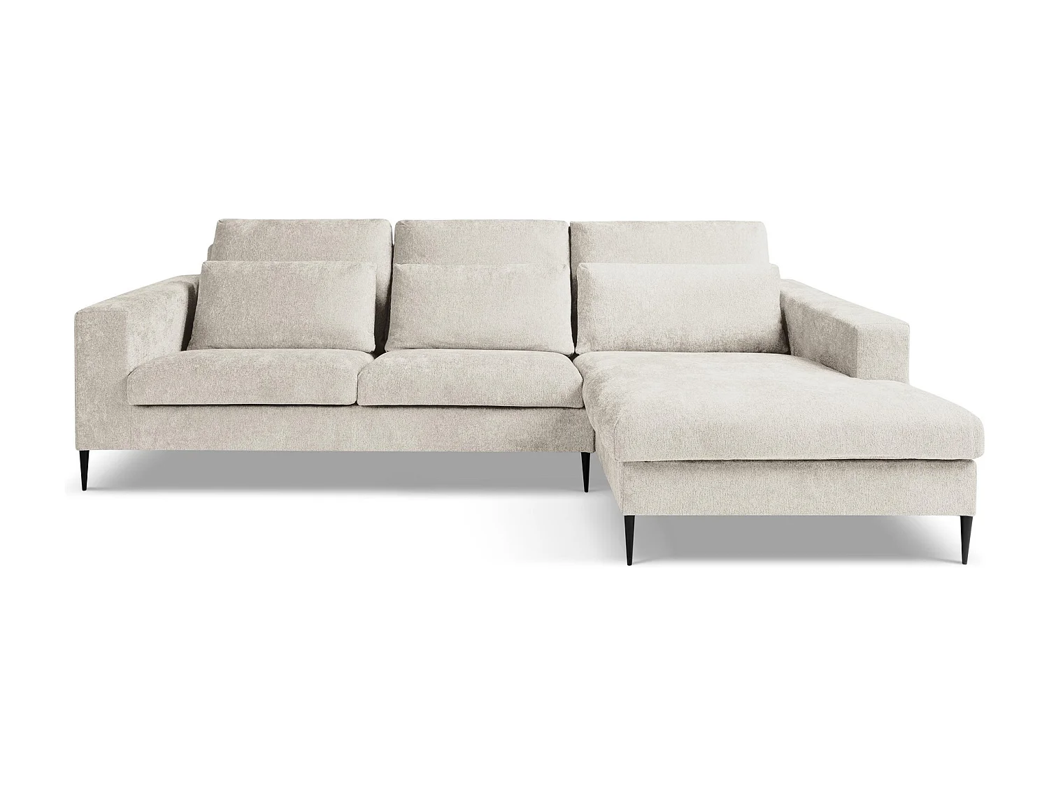 Canapé d’angle 3 places droit en tissu chenille - beige - AKALA