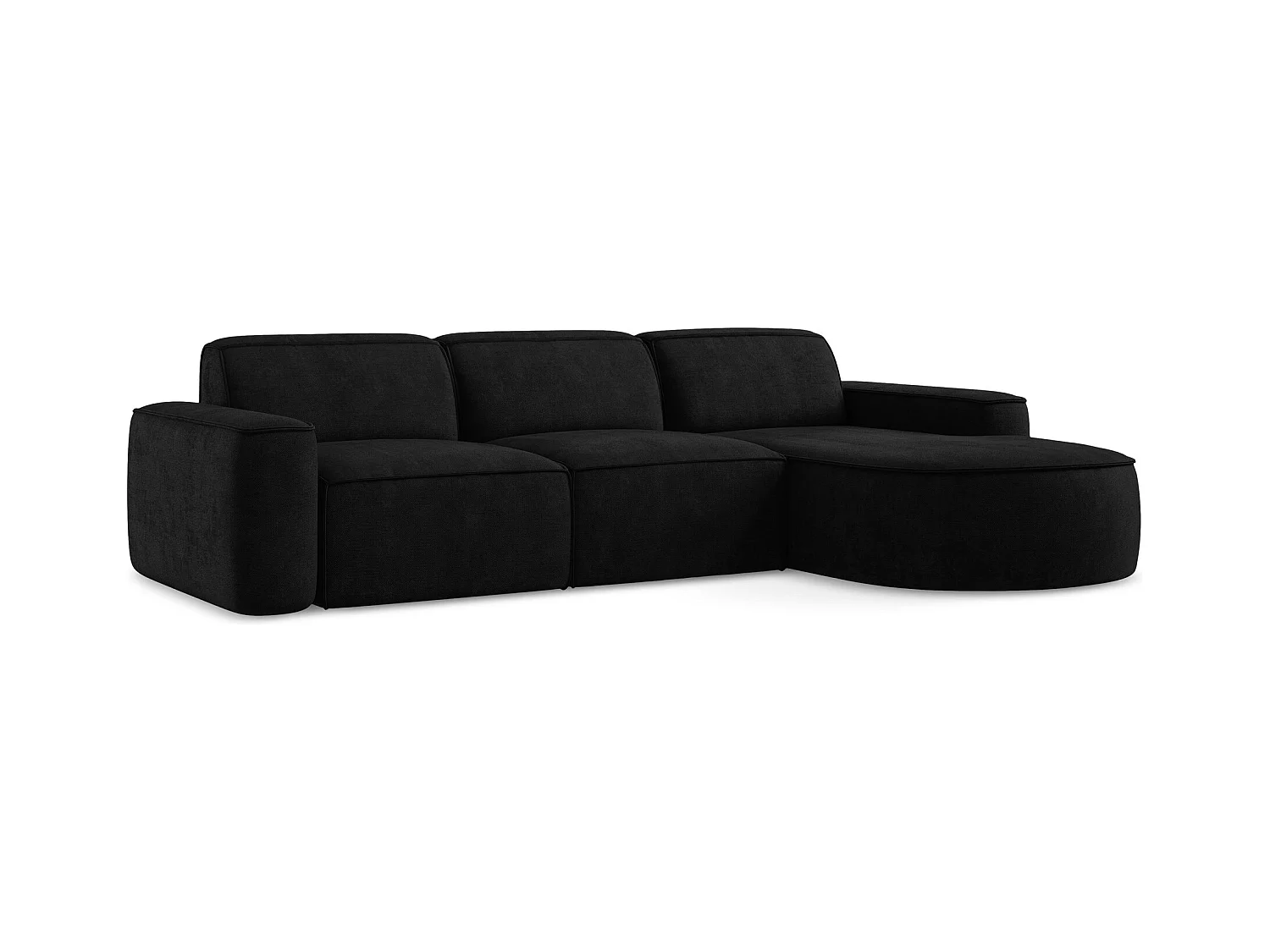3-Sitzer Modulares Ecksofa - Ecke Rechts - Chenille - Schwarz - OMAO