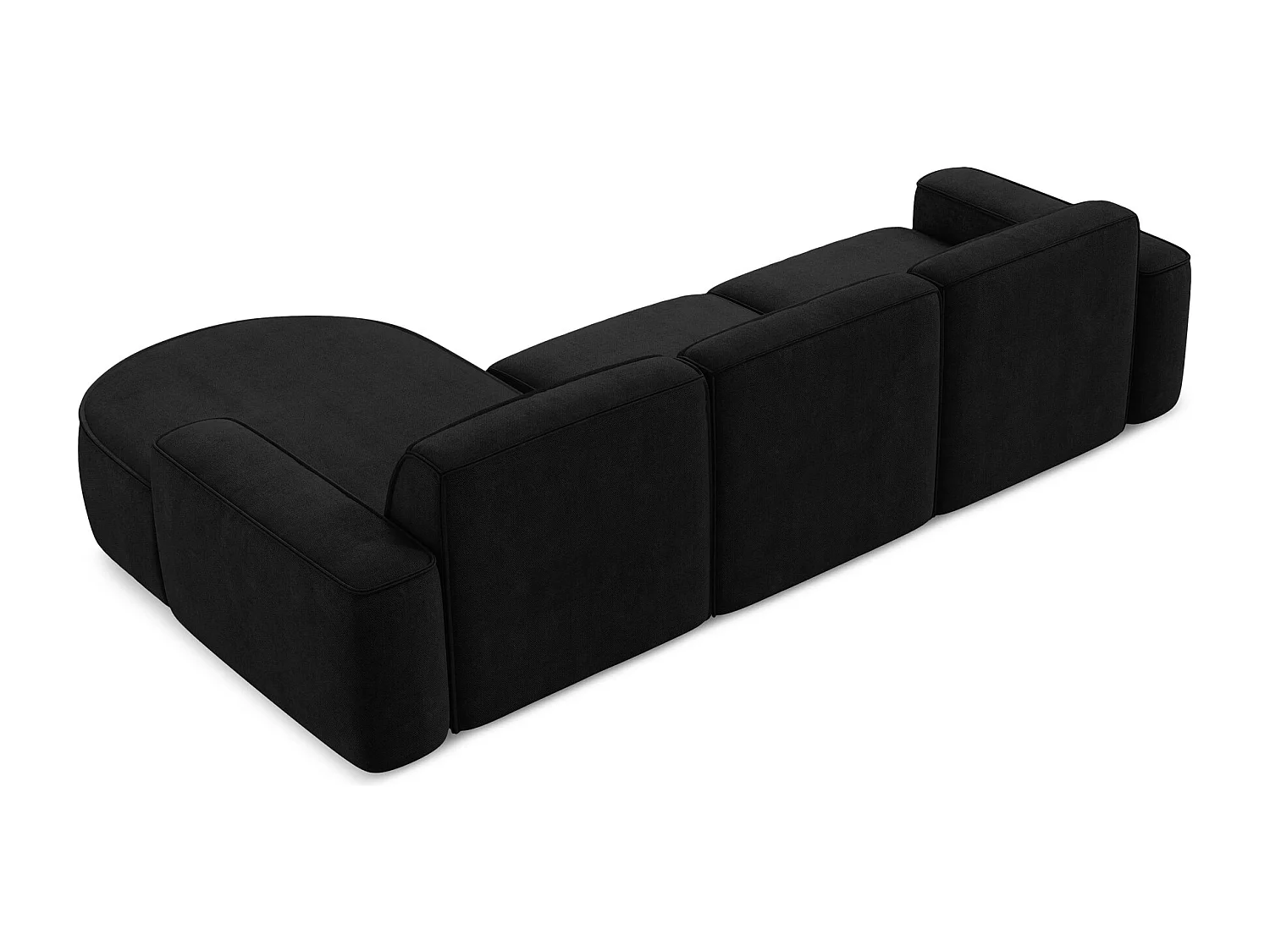 Canapé d'angle 3 places modulaire droit en tissu chenille - noir - OMAO