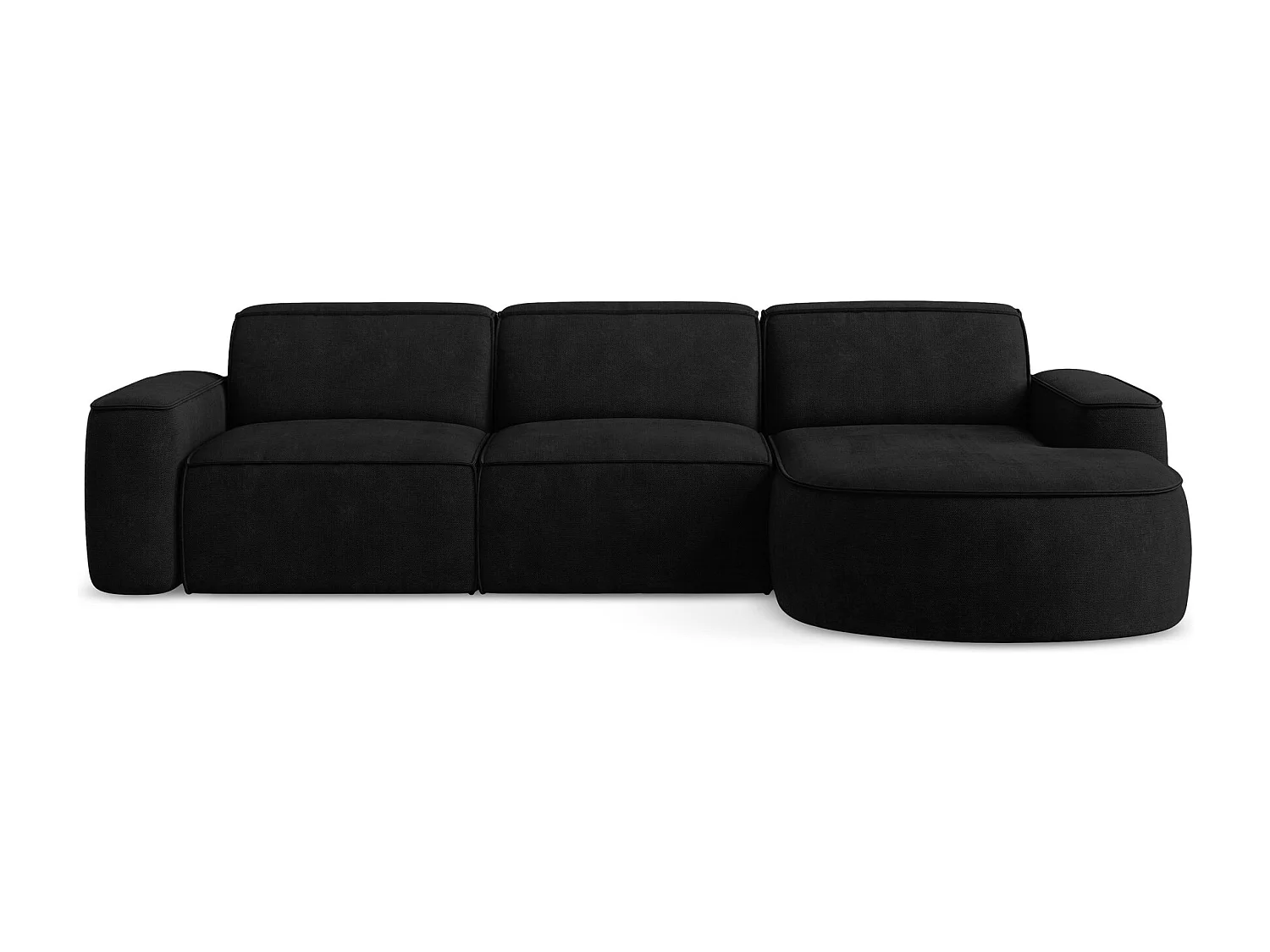 Modulaire hoekbank rechts van zwart chenille stof - OMAO