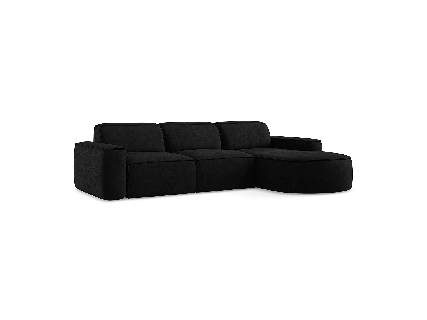 Canapé d'angle 3 places modulaire droit en tissu chenille - noir - MELISSA