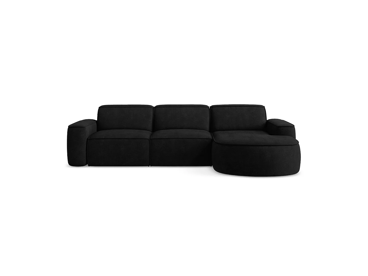 Canapé d'angle 3 places modulaire droit en tissu chenille - noir - MELISSA