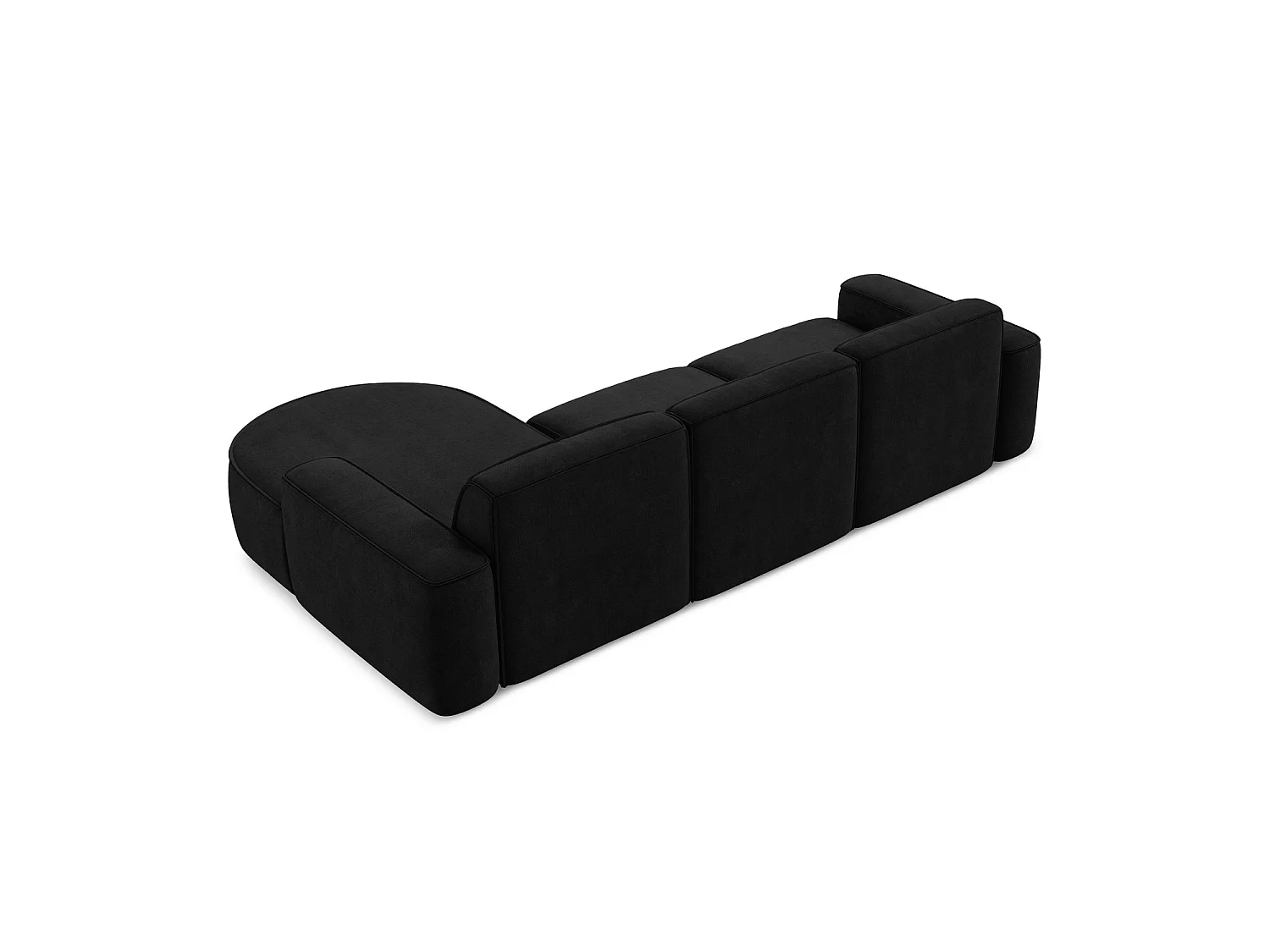 Canapé d'angle 3 places modulaire droit en tissu chenille - noir - MELISSA
