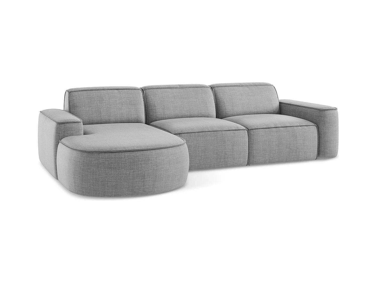 Canapé d'angle 3 places modulaire gauche en tissu texturé - gris clair - OMAO