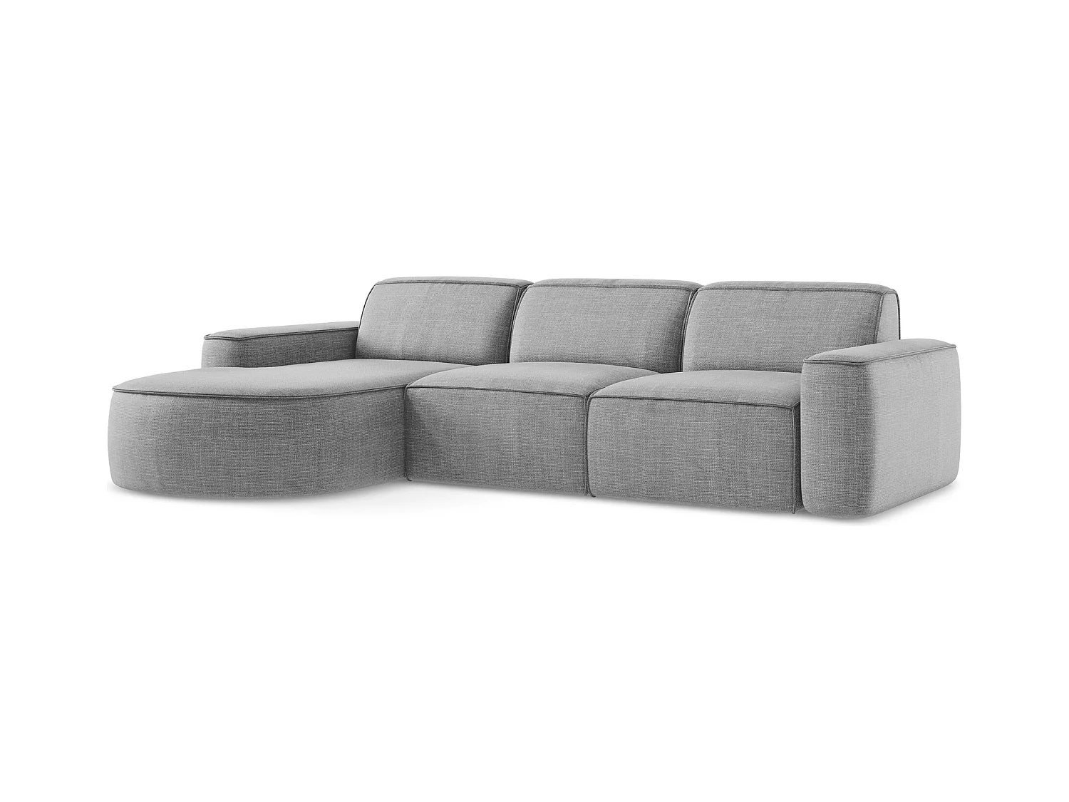 Canapé d'angle 3 places modulaire gauche en tissu texturé - gris clair - OMAO