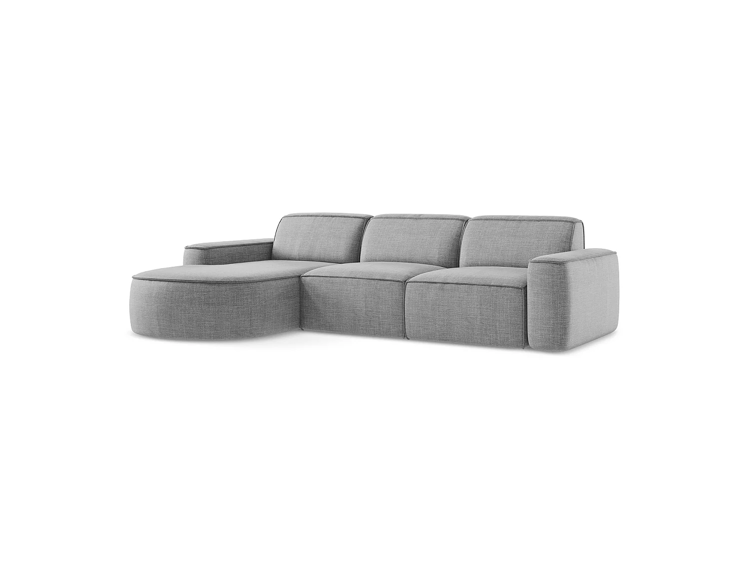 Canapé d'angle 3 places modulaire gauche en tissu texturé - gris clair - MELISSA