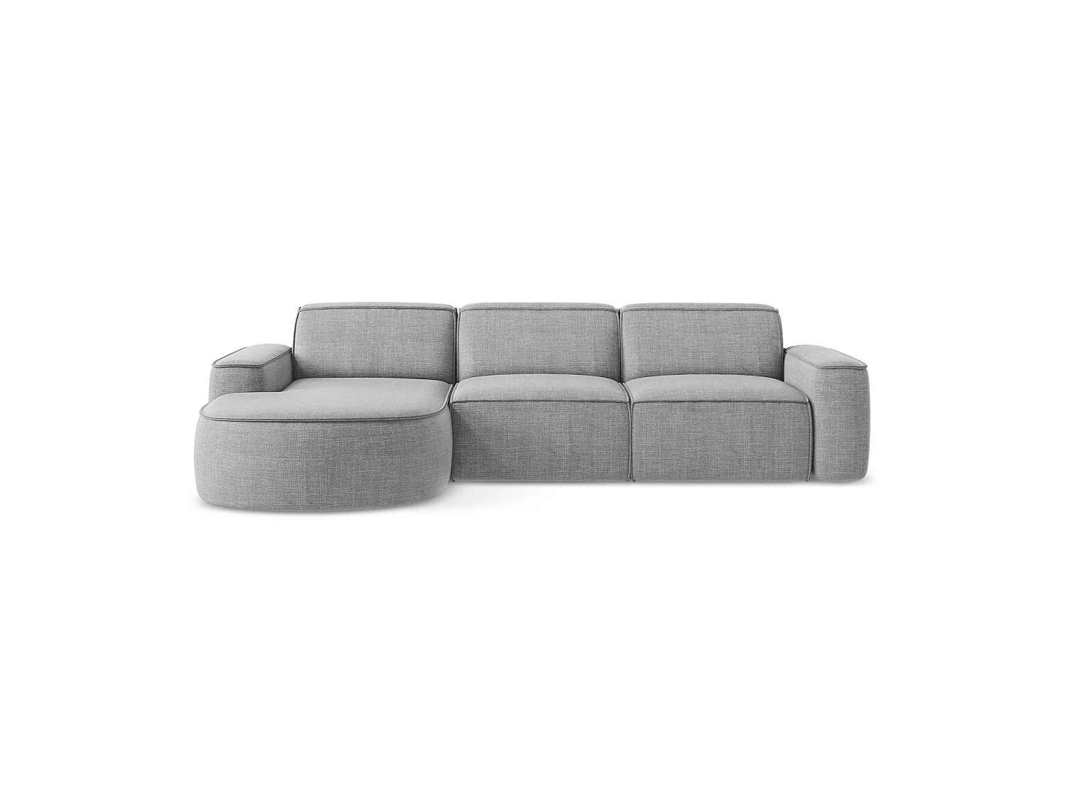 Canapé d'angle 3 places modulaire gauche en tissu texturé - gris clair - MELISSA