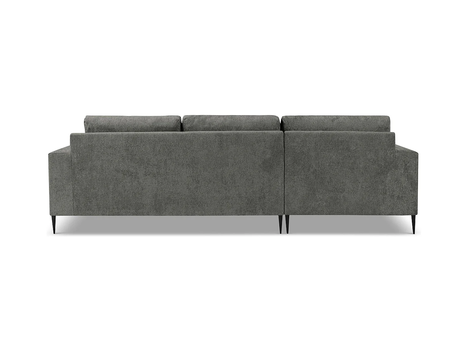 Canapé d’angle 3 places gauche en tissu chenille - gris foncé - AKALA