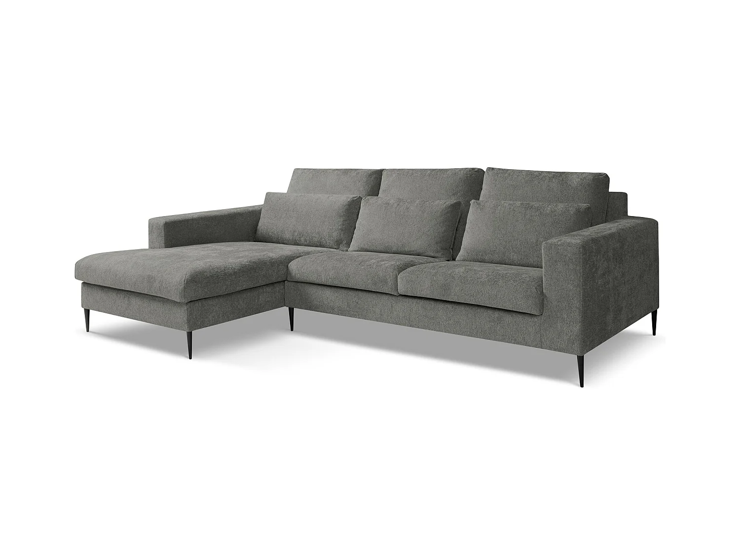 Ecksofa Links - Links - Chenille - Dunkelgrau - AKALA