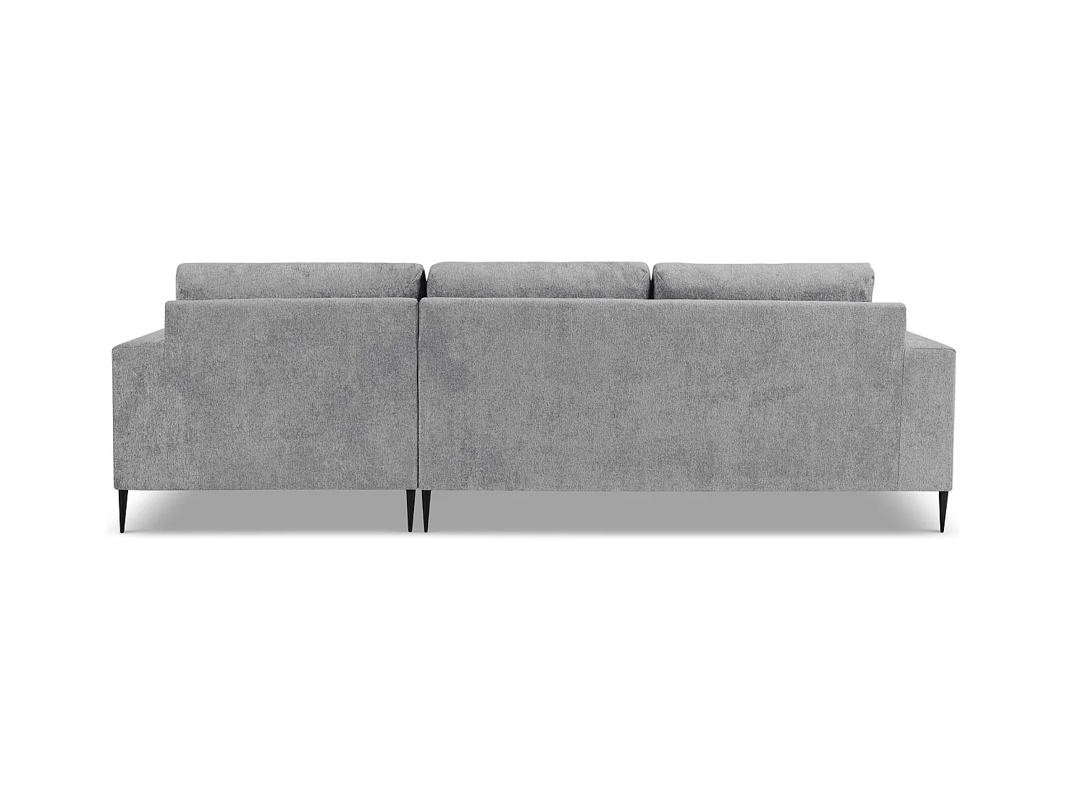 Canapé d’angle 3 places droit en tissu chenille - gris clair - AKALA