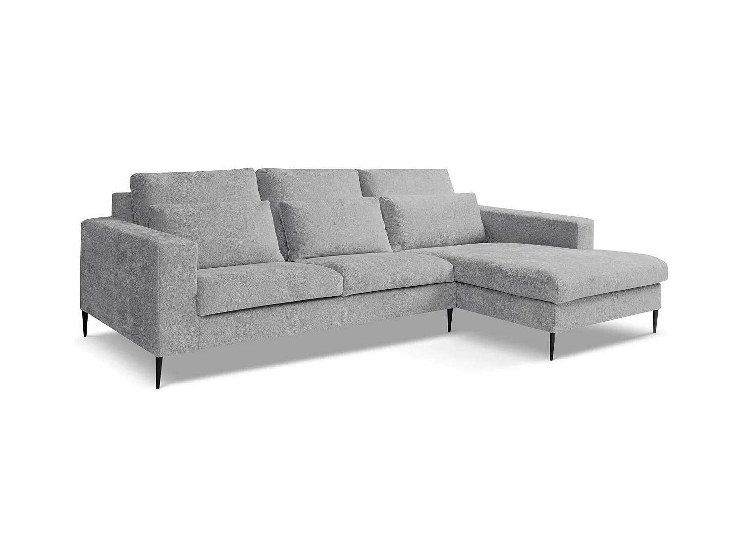 Ecksofa - Ecke Rechts - Chenille - Hellgrau - AKALA