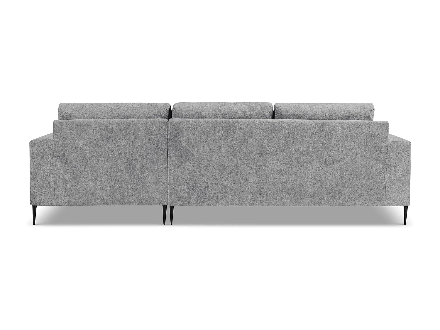 Canapé d’angle 3 places droit en tissu chenille - gris clair - AKALA