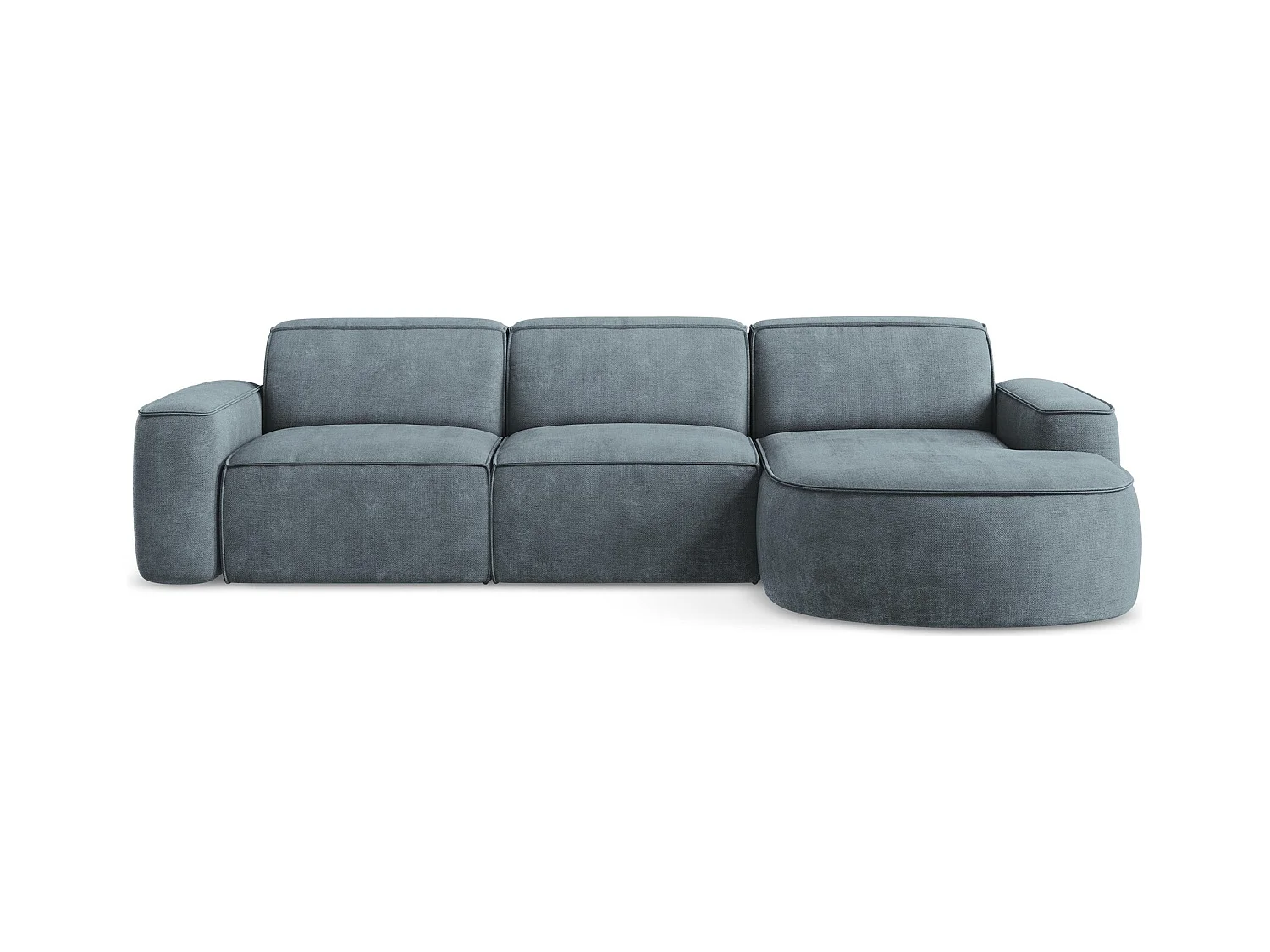 Canapé d'angle 3 places modulaire droit en tissu chenille - jeans - OMAO