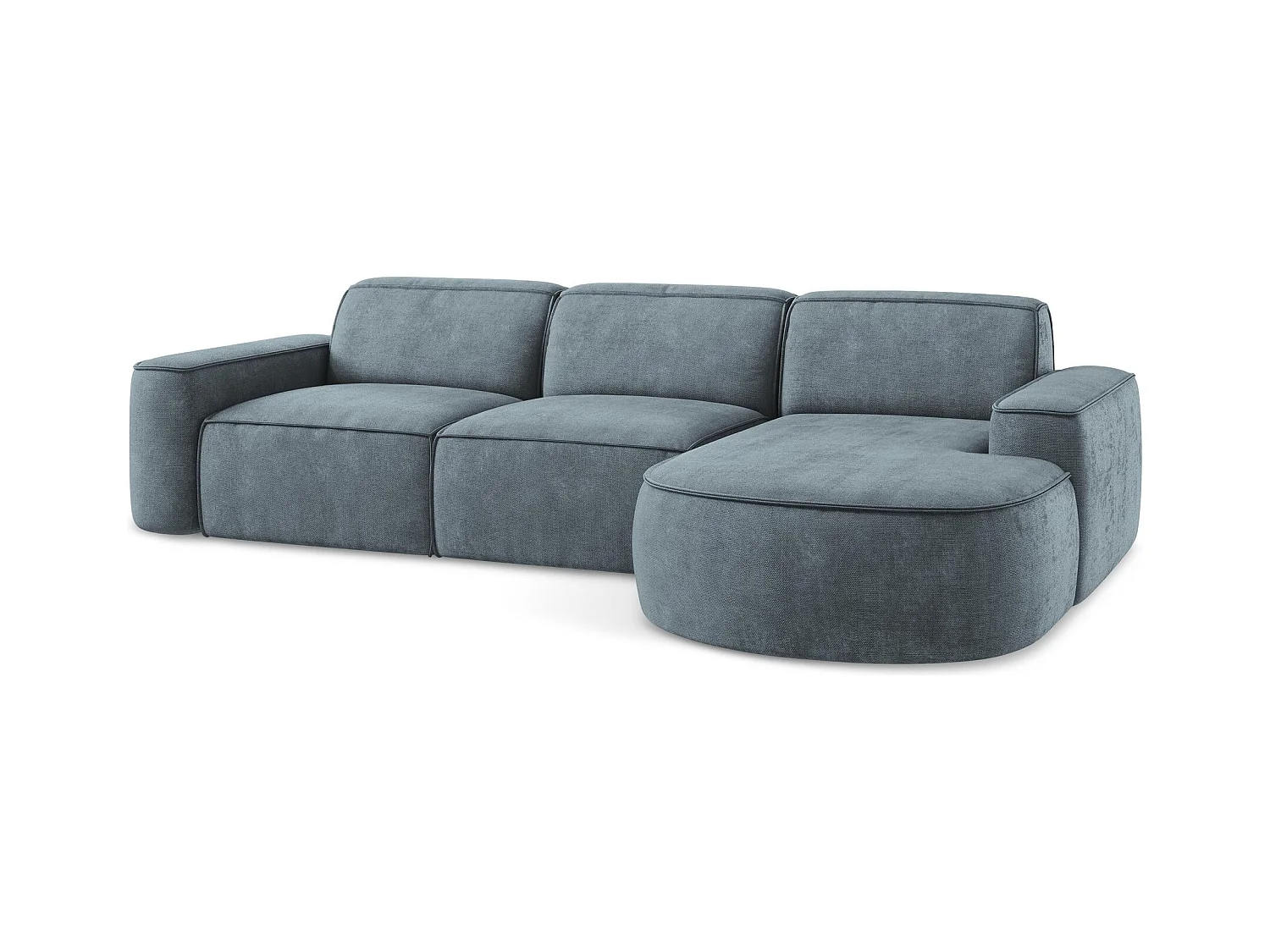 Canapé d'angle 3 places modulaire droit en tissu chenille - jeans - OMAO