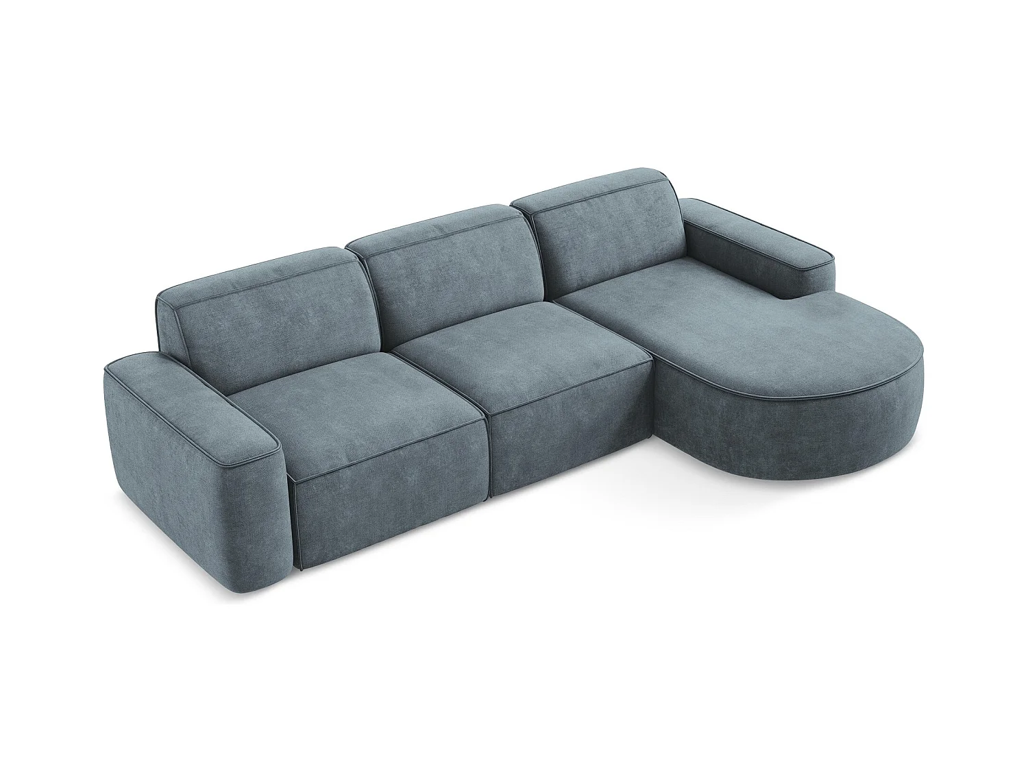 Canapé d'angle 3 places modulaire droit en tissu chenille - jeans - OMAO