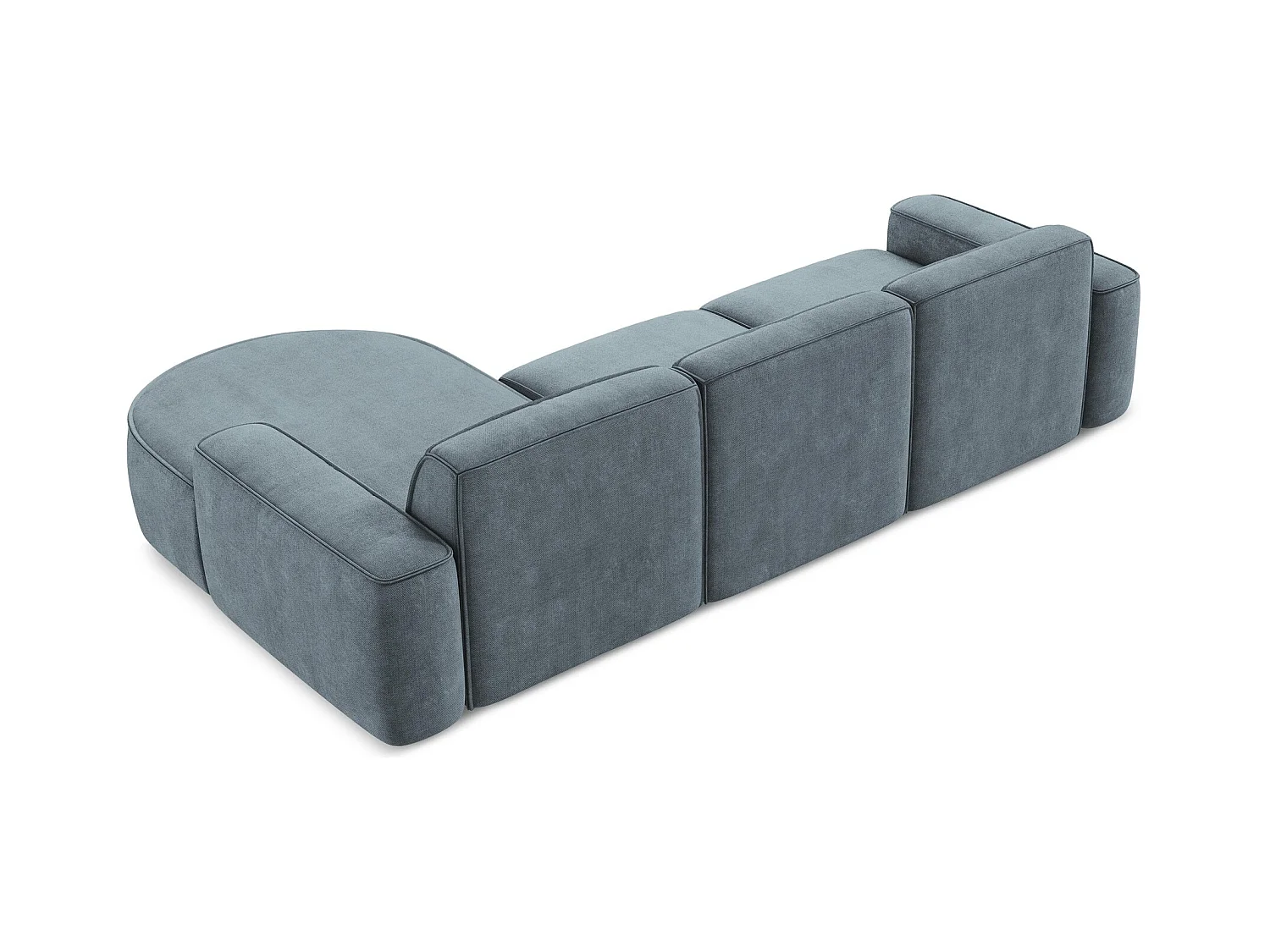Canapé d'angle 3 places modulaire droit en tissu chenille - jeans - OMAO