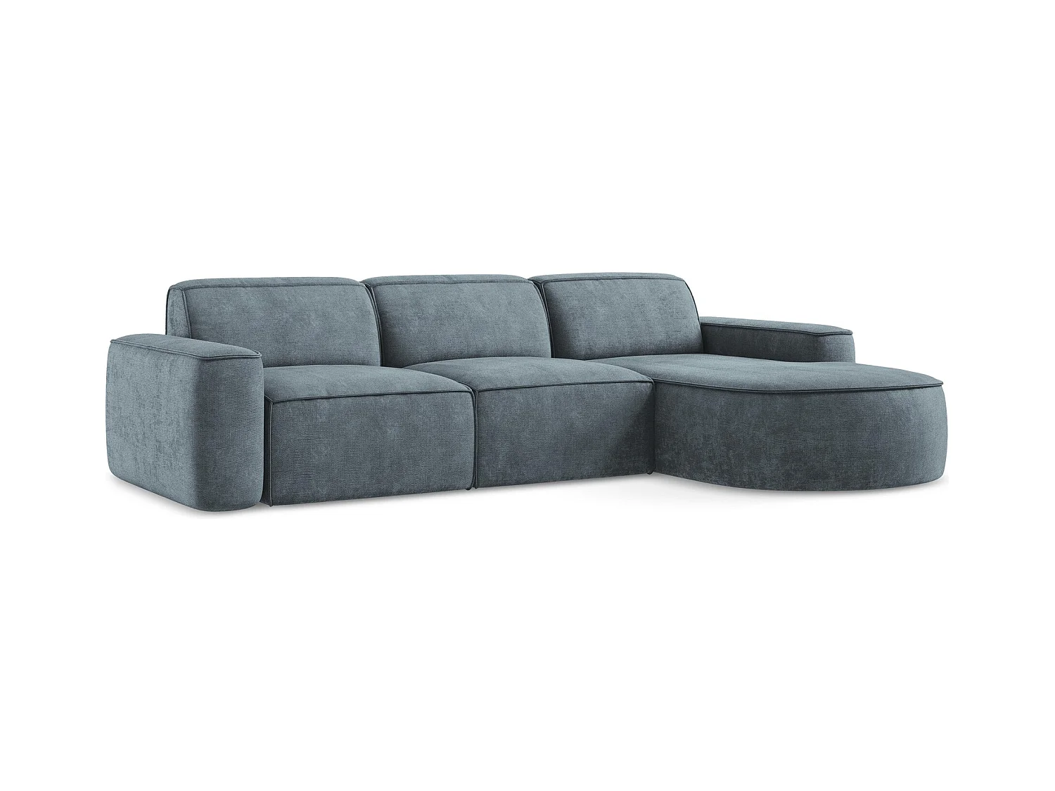 Canapé d'angle 3 places modulaire droit en tissu chenille - jeans - OMAO