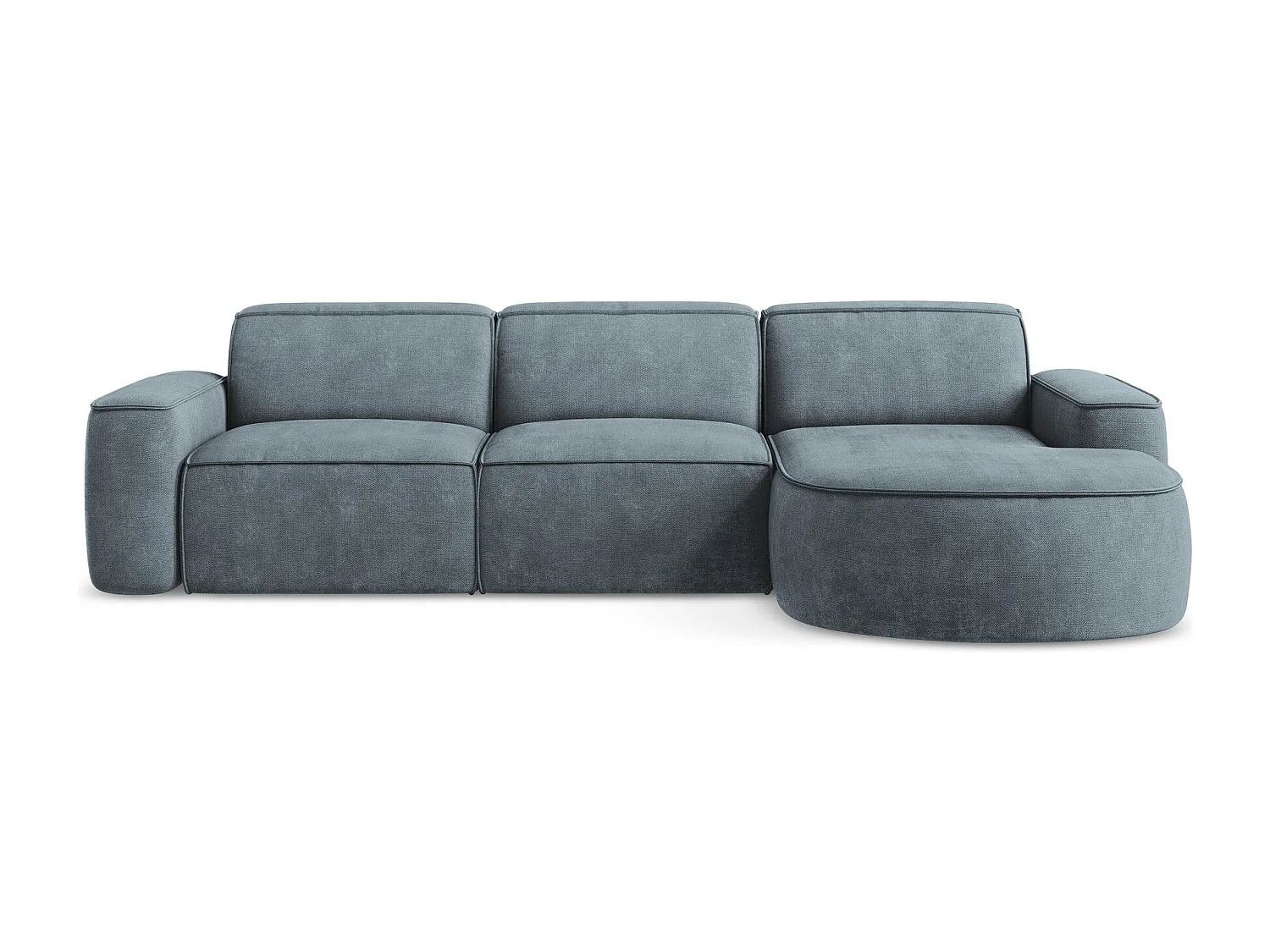 Canapé d'angle 3 places modulaire droit en tissu chenille - jeans - OMAO