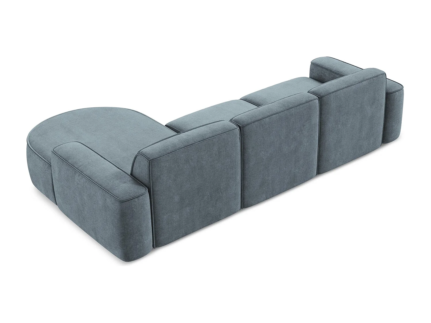 Canapé d'angle 3 places modulaire droit en tissu chenille - jeans - OMAO