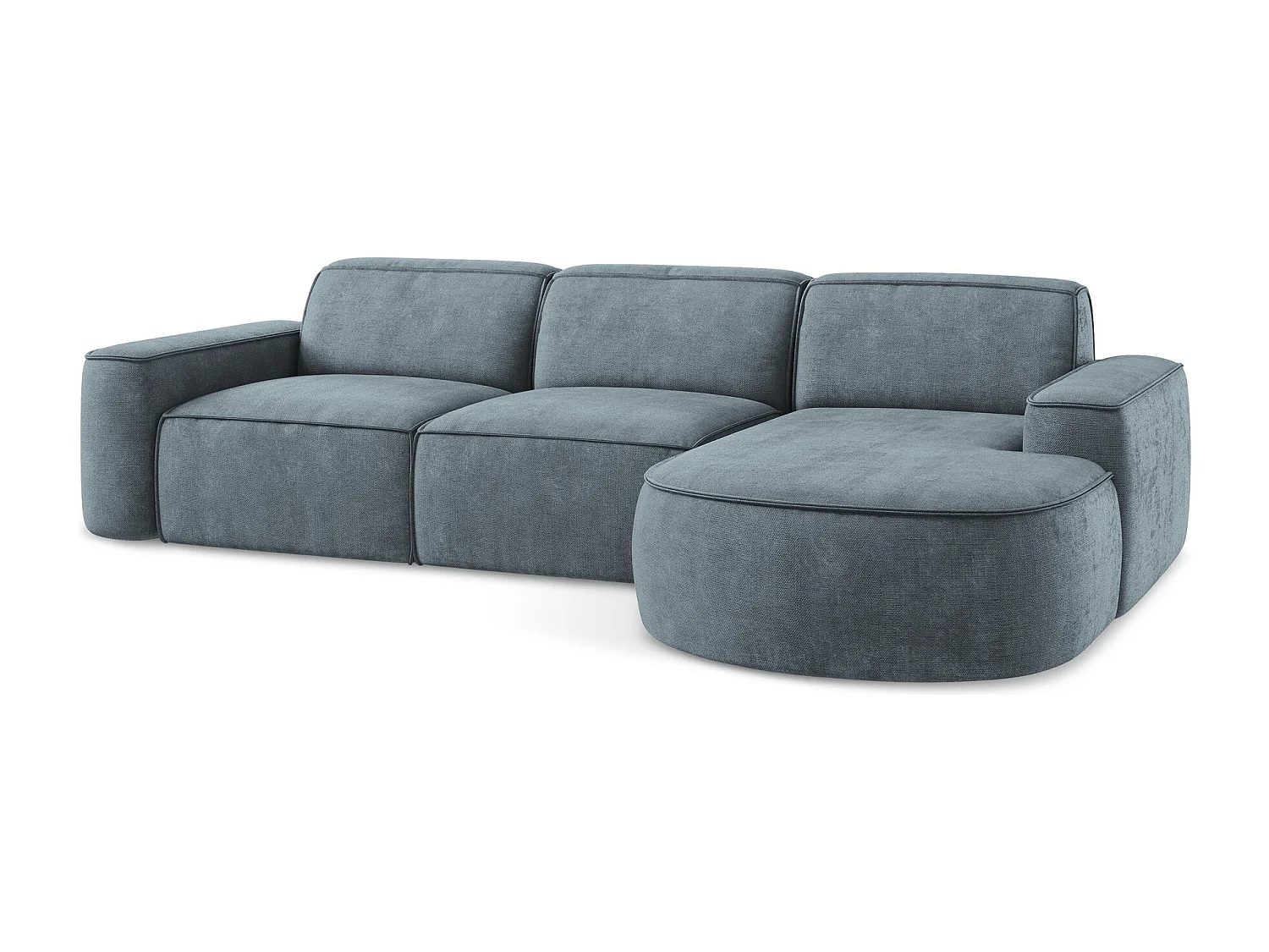 Modulaire hoekbank rechts van jeans chenille stof - OMAO