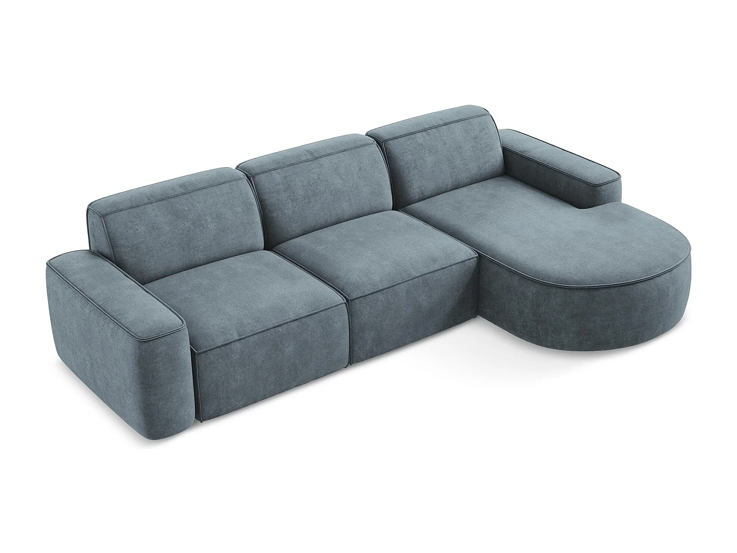 Modulaire hoekbank rechts van jeans chenille stof - OMAO