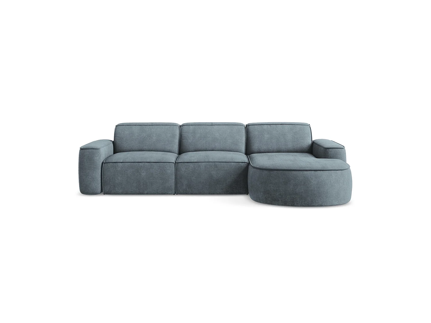 Canapé d'angle 3 places modulaire droit en tissu chenille - jeans - MELISSA