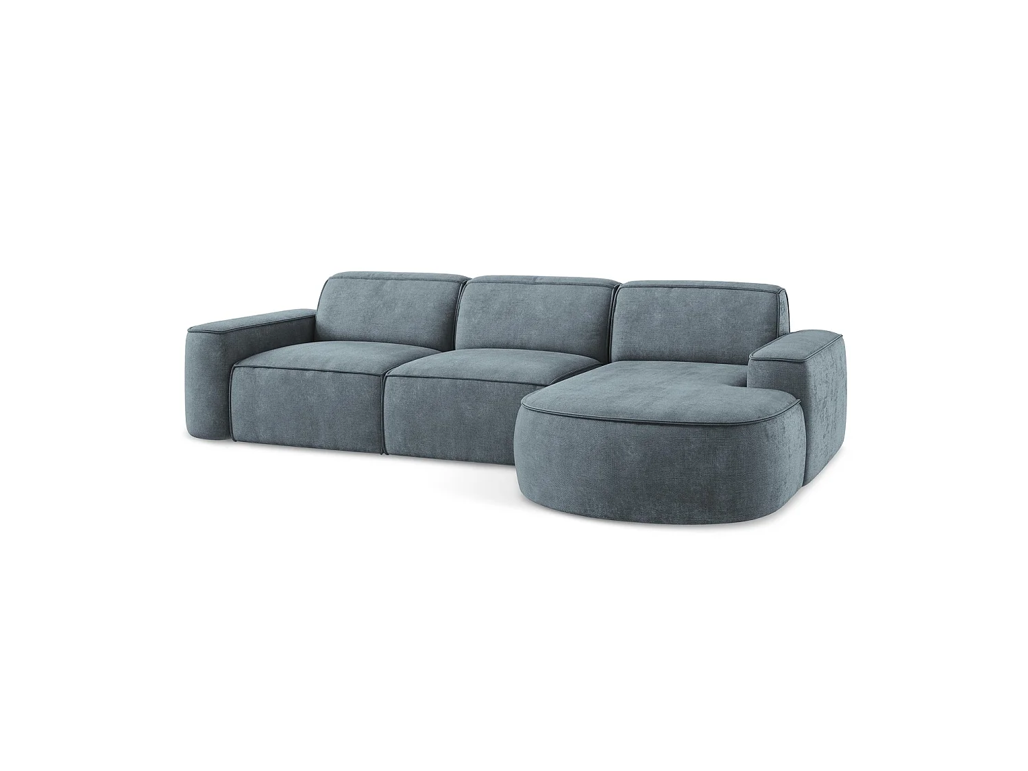 Canapé d'angle 3 places modulaire droit en tissu chenille - jeans - MELISSA