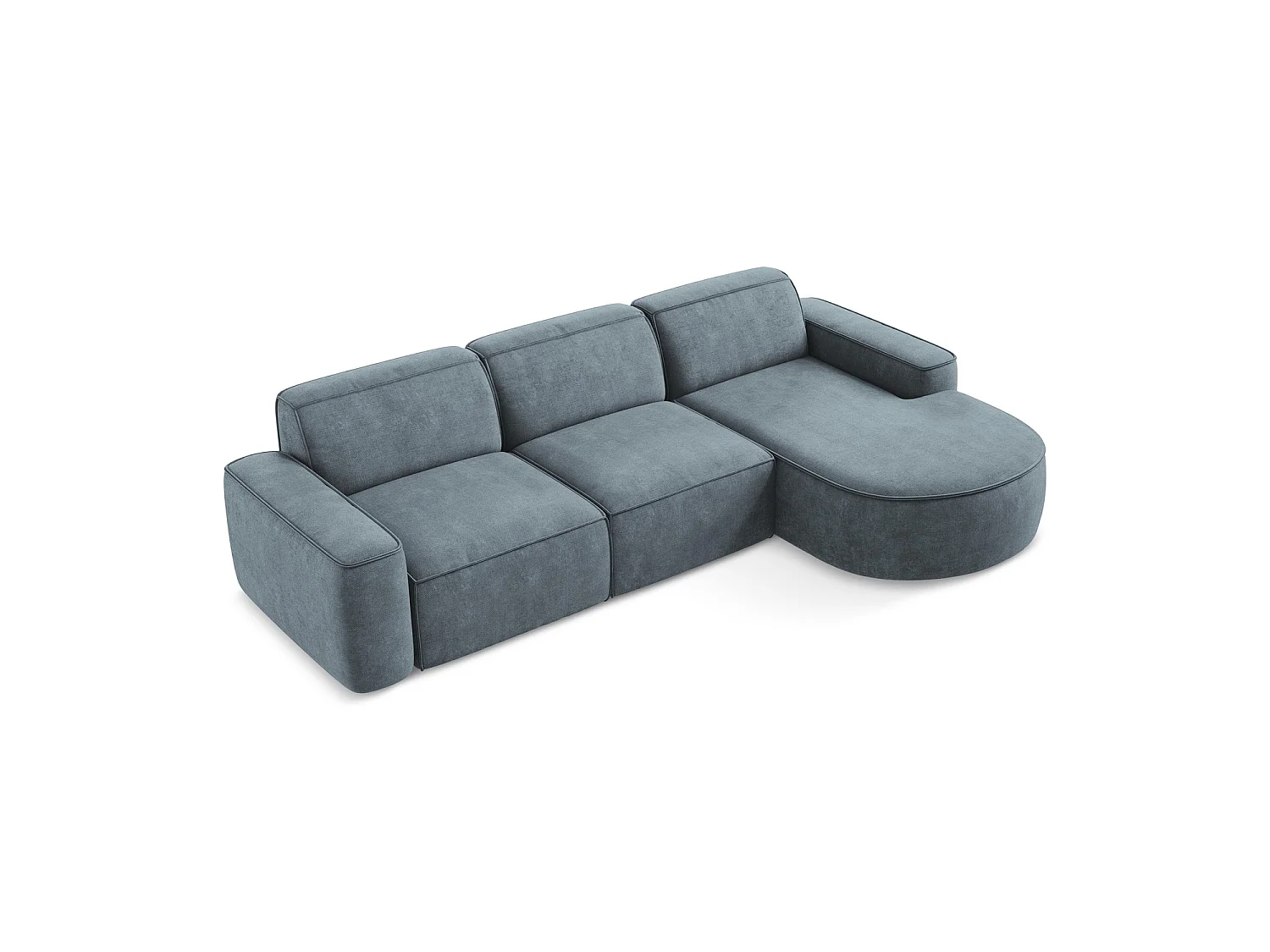 Canapé d'angle 3 places modulaire droit en tissu chenille - jeans - MELISSA