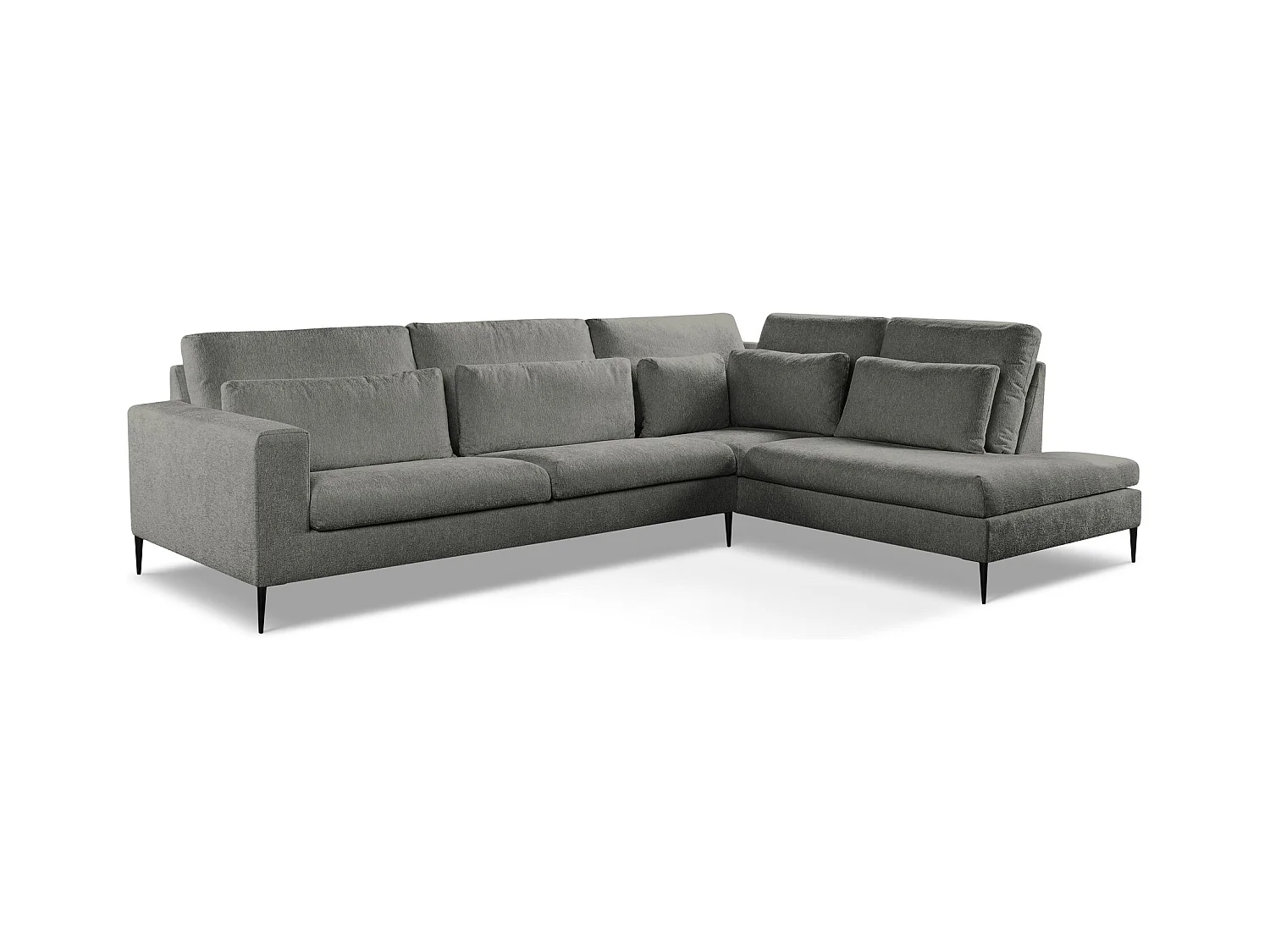 Ecksofa - Ecke Rechts - Chenille - Dunkelgrau - AKALA