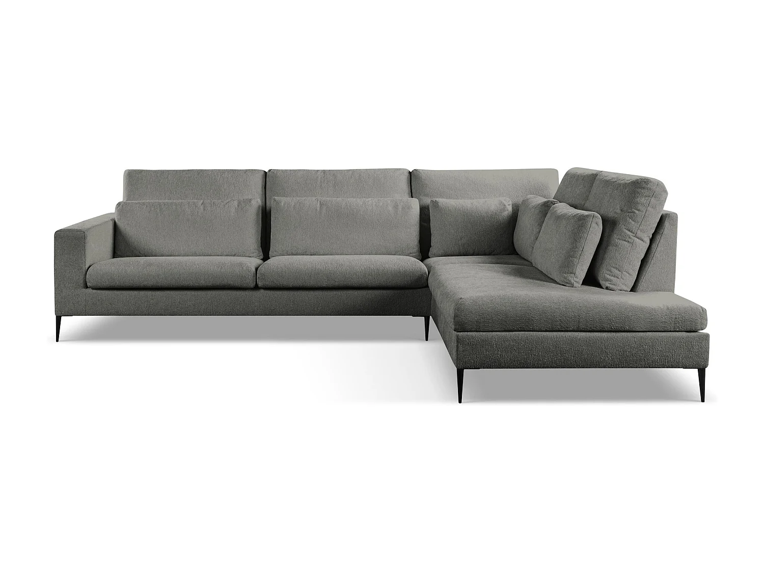 Canapé d’angle 4 places droit en tissu chenille - gris foncé - AKALA