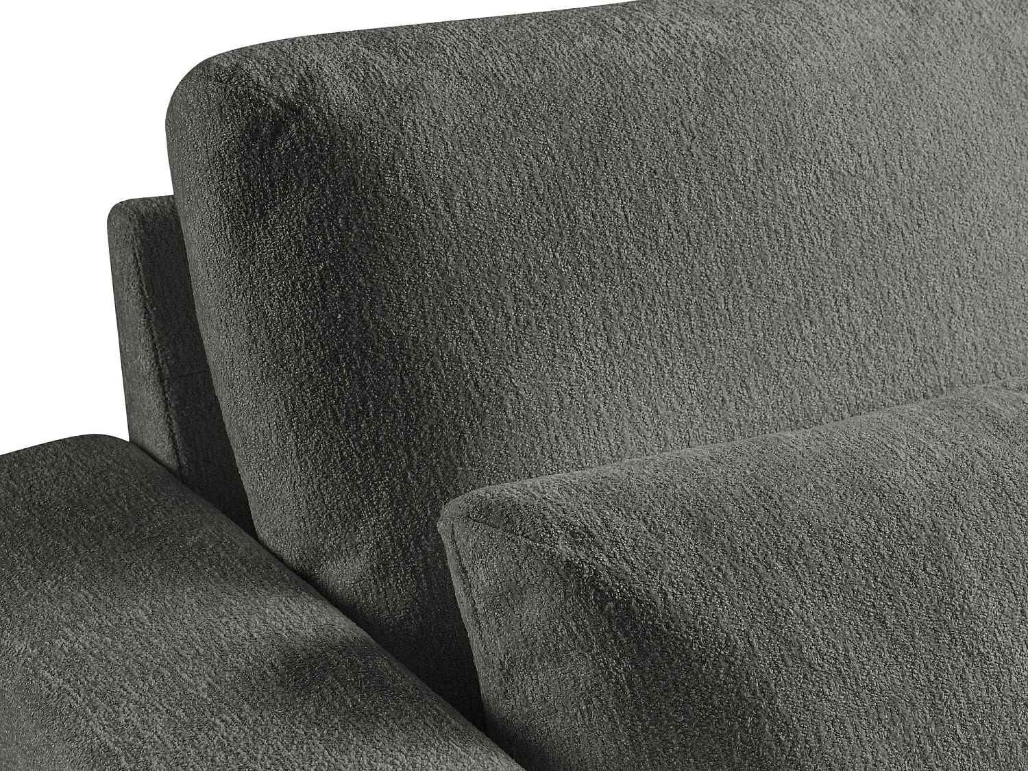 Canapé d’angle 4 places droit en tissu chenille - gris foncé - AKALA